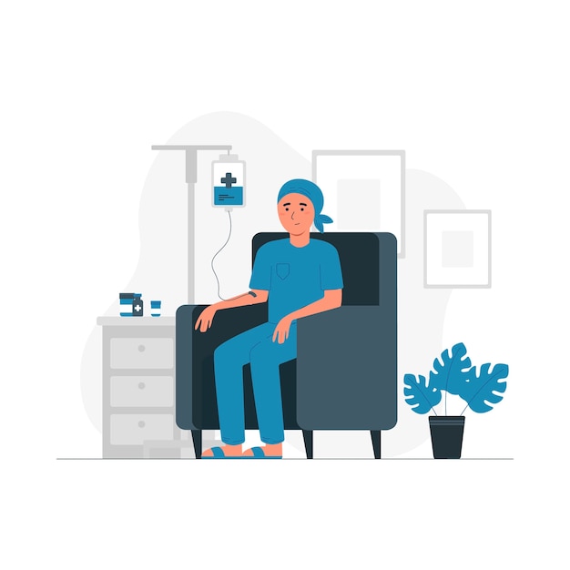 Hand drawn flat design chemotherapy illustration