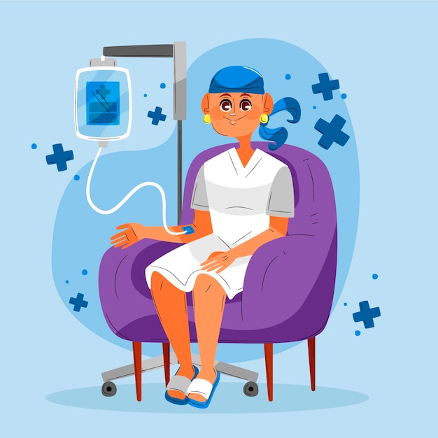 Free Vector hand drawn flat design chemotherapy illustration