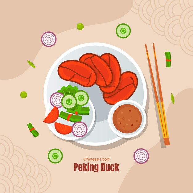 Hand drawn flat design chinese food illustration