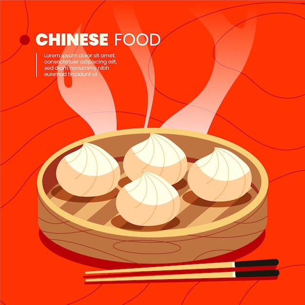 Free Vector hand drawn flat design chinese food illustration