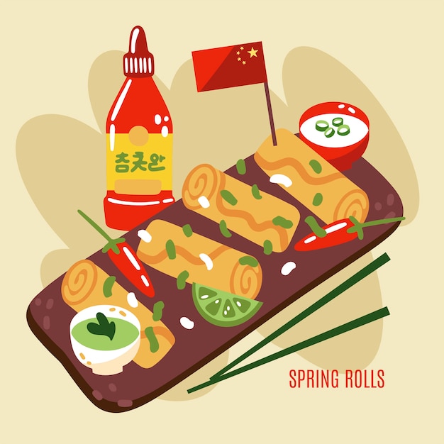 Free Vector hand drawn flat design chinese food illustration