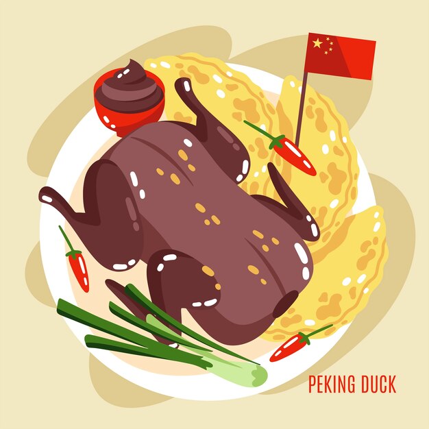 Hand drawn flat design chinese food illustration