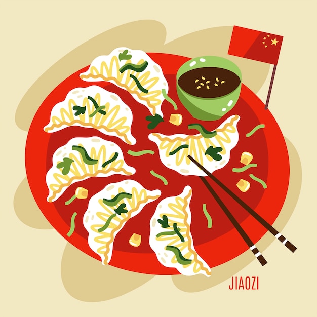 Free Vector hand drawn flat design chinese food illustration