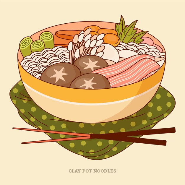 Hand drawn flat design chinese food illustration