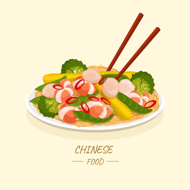 Free Vector hand drawn flat design chinese food