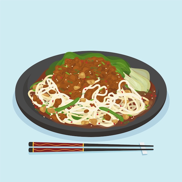 Hand drawn flat design chinese food