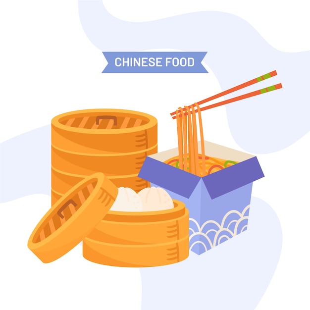 Free Vector hand drawn flat design chinese food