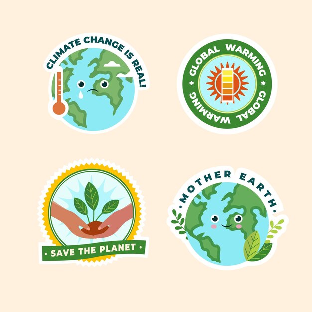 Hand drawn flat design climate change badge