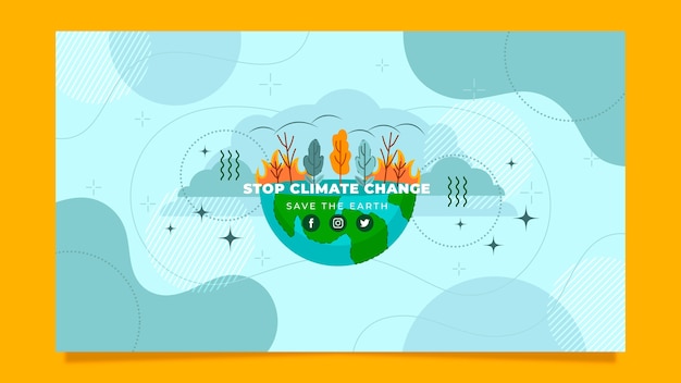 Hand drawn flat design climate change youtube channel art