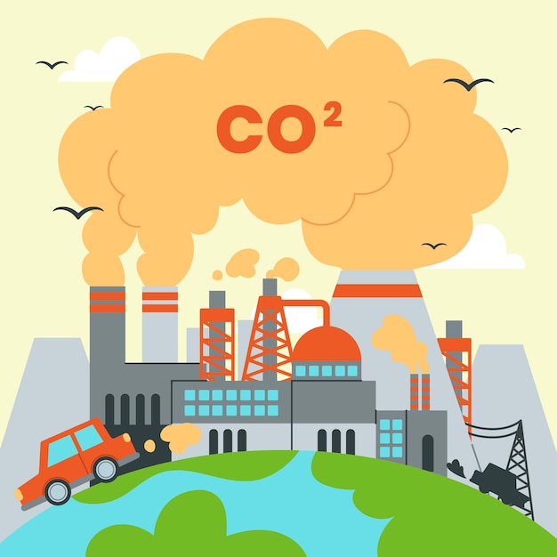 Hand drawn flat design co2 illustration