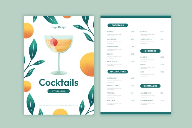 Hand drawn flat design cocktail flyer design