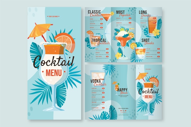 Hand drawn flat design cocktail flyer