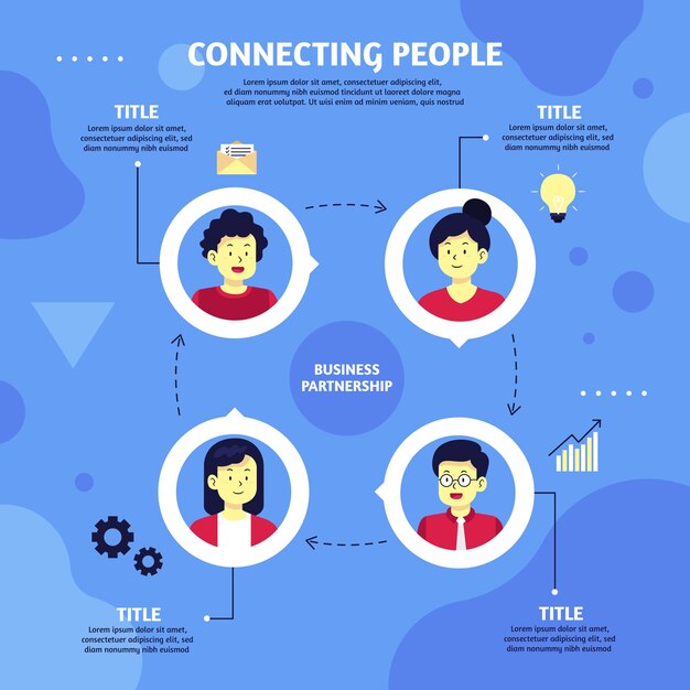 Hand drawn flat design connecting people infographic