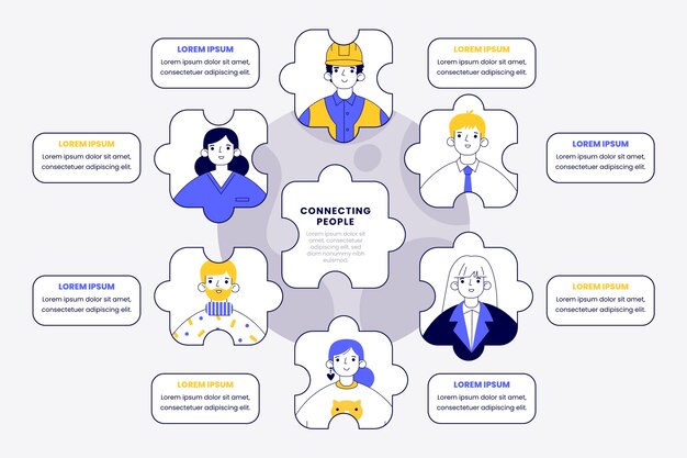 Hand drawn flat design connecting people infographic