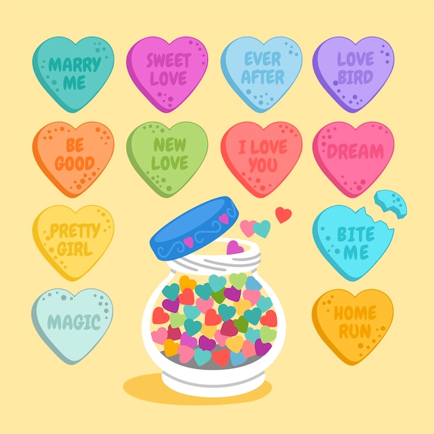 Free Vector hand drawn flat design conversation hearts collection