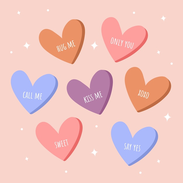 Free Vector hand drawn flat design conversation hearts illustration collection