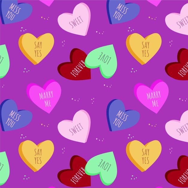 Hand drawn flat design conversation hearts illustration pattern