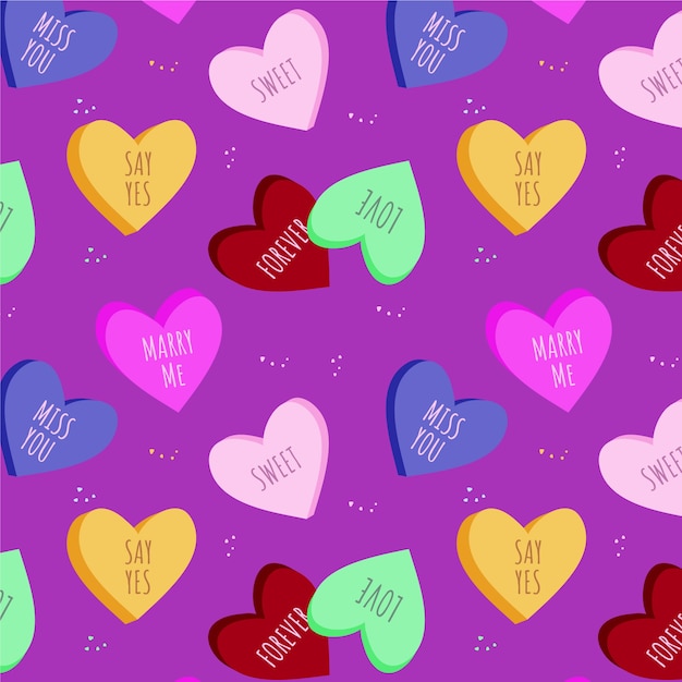 Hand drawn flat design conversation hearts illustration pattern