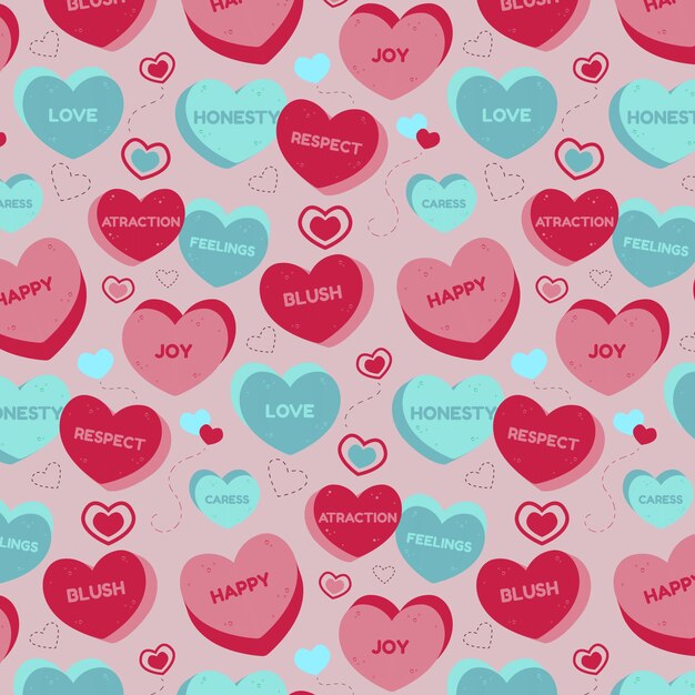 Hand drawn flat design conversation hearts illustration pattern