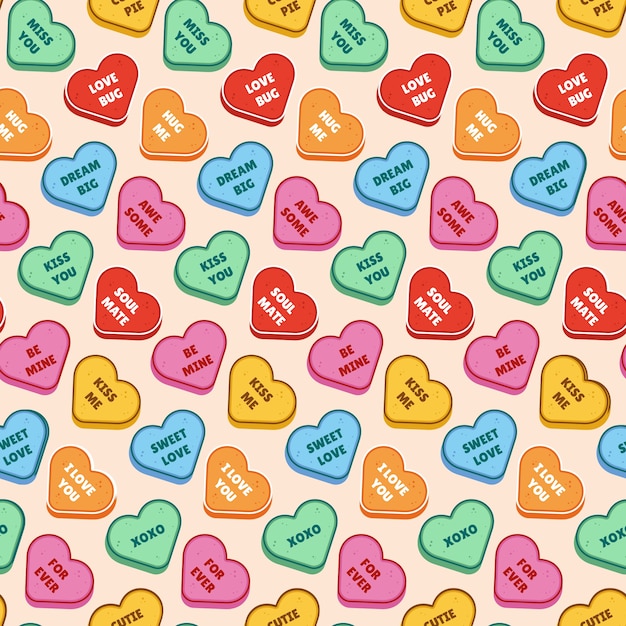 Hand drawn flat design conversation hearts illustration pattern