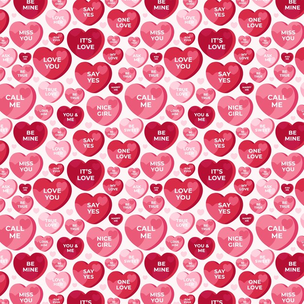 Hand drawn flat design conversation hearts pattern illustration