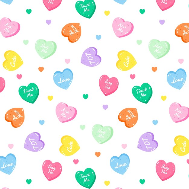 Hand drawn flat design conversation hearts pattern illustration