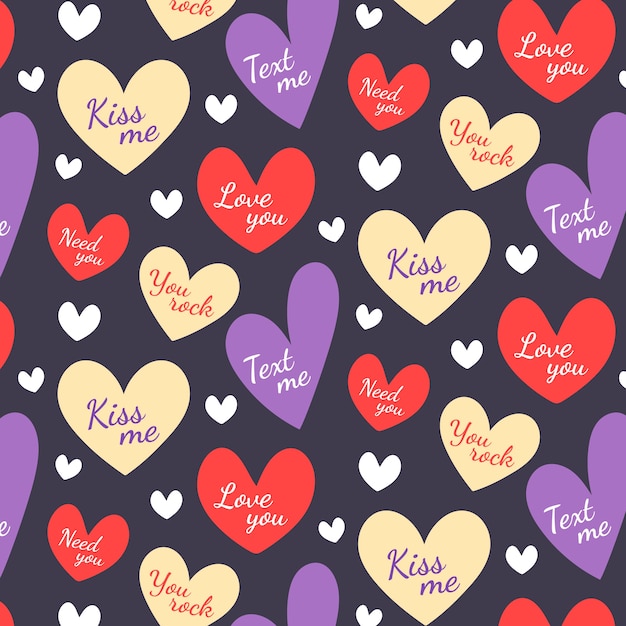 Hand drawn flat design conversation hearts pattern illustration