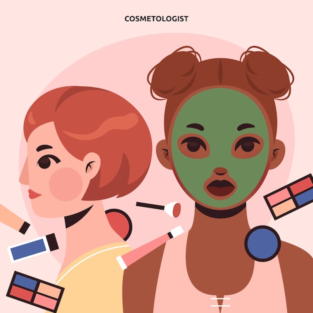 Free Vector hand drawn flat design cosmetologist illustration