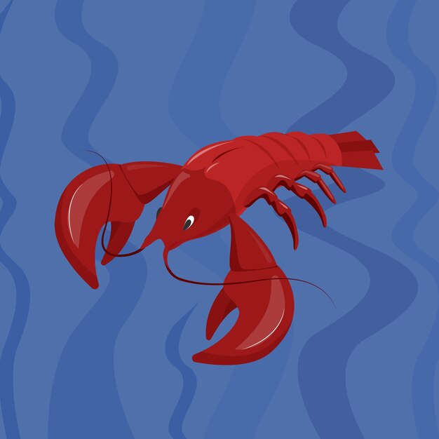 Hand drawn flat design crawfish illustration