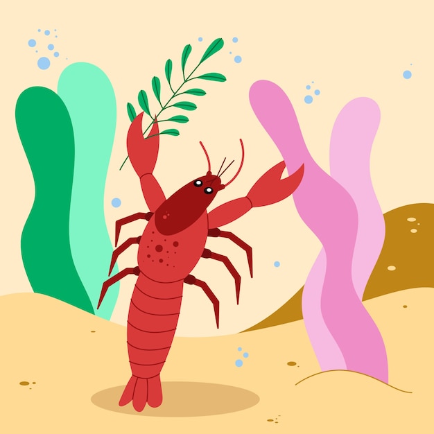 Free Vector hand drawn flat design crawfish illustration