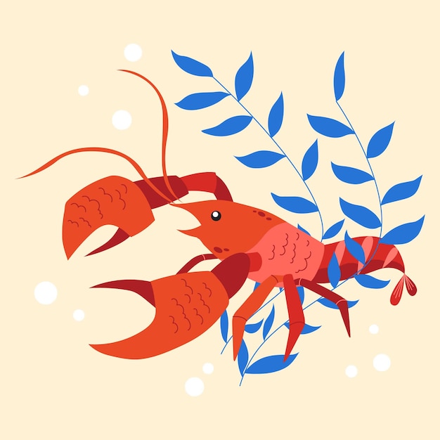 Free Vector hand drawn flat design crawfish illustration