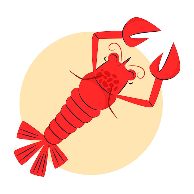 Hand drawn flat design crawfish illustration