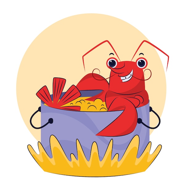 Free Vector hand drawn flat design crawfish illustration