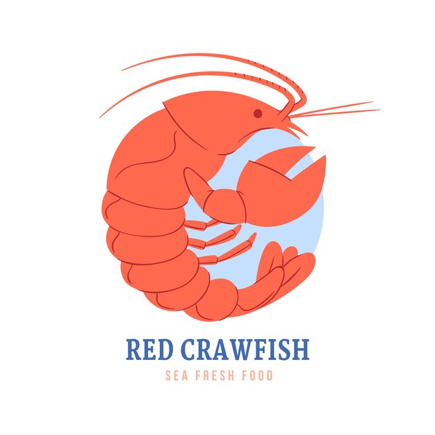 Hand drawn flat design crawfish logo