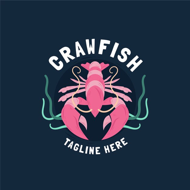 Hand drawn flat design crawfish logo