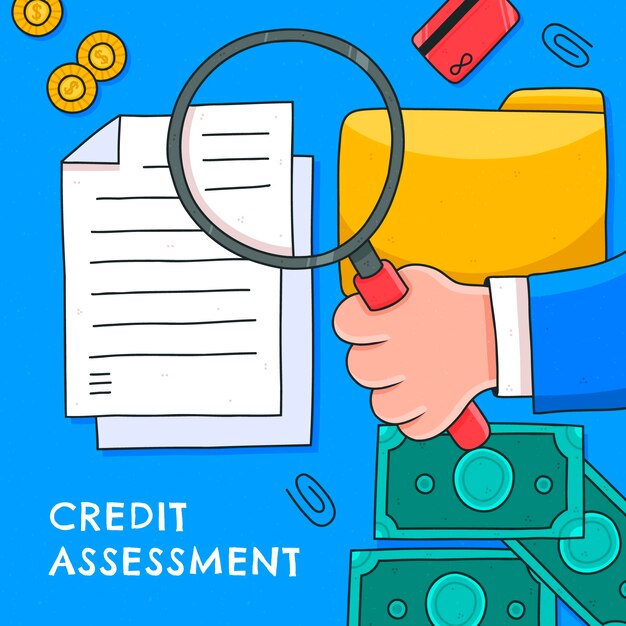 Hand drawn flat design credit assessment concept