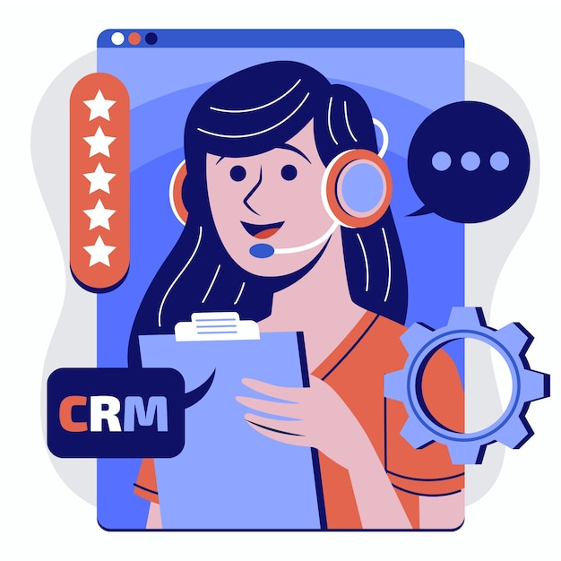 Hand drawn flat design crm illustration