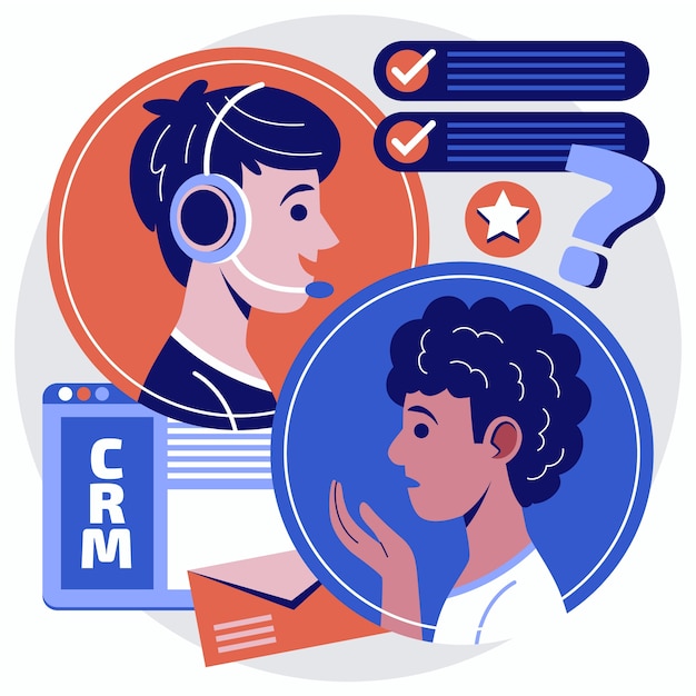 Hand drawn flat design crm illustration