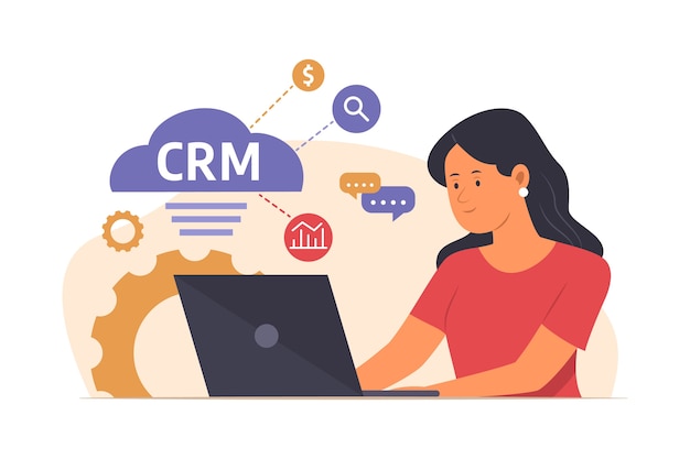 Hand drawn flat design crm illustration