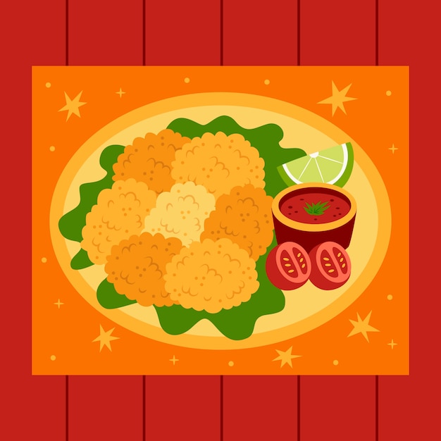 Hand drawn flat design croquetas illustration