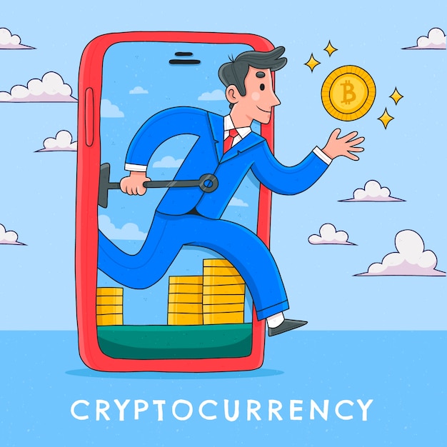 Hand drawn flat design cryptocurrency concept