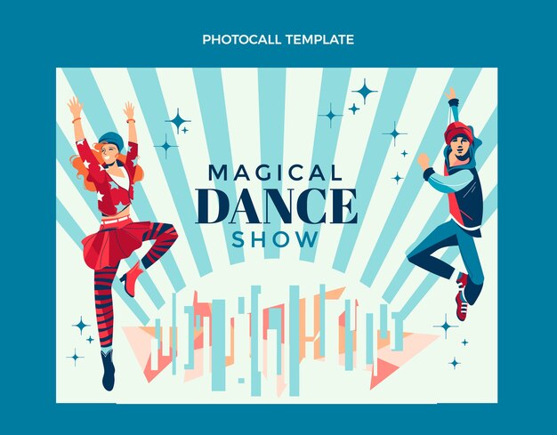 Hand drawn flat design dance show template