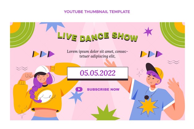 Hand drawn flat design dance show youtube thumbnail