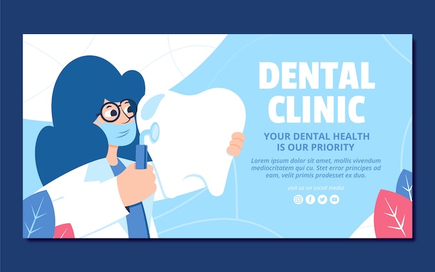 Hand drawn flat design dental clinic facebook post