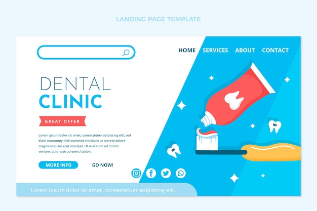 Hand drawn flat design dental clinic landing page