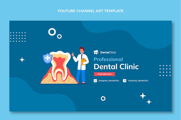 Hand drawn flat design dental clinic template