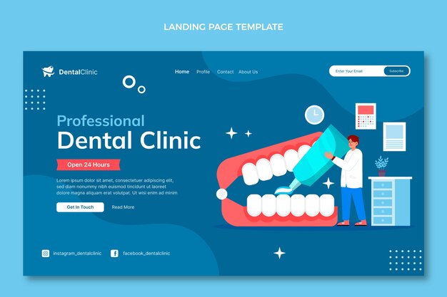 Hand drawn flat design dental clinic template