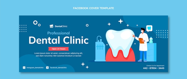 Hand drawn flat design dental clinic template