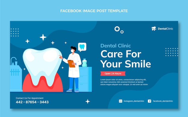 Hand drawn flat design dental clinic template