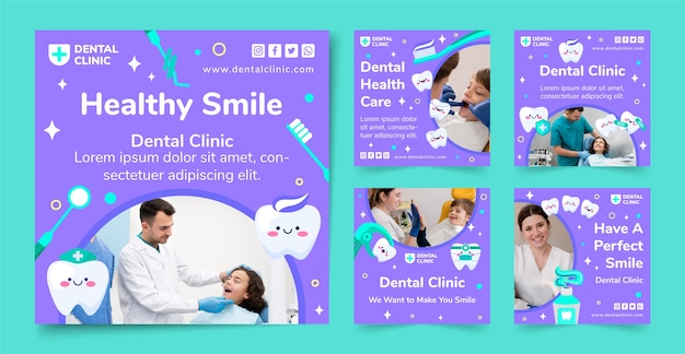 Hand drawn flat design dental clinic template